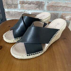 Charles by Charles David Size 8M Espadrille Wedge Slides Sandals Black EUC